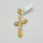 14k Yellow Gold Cross Jesus Crucifix Pendant 2 Inch 14kt CZ Charm Mens REAL 14kt
