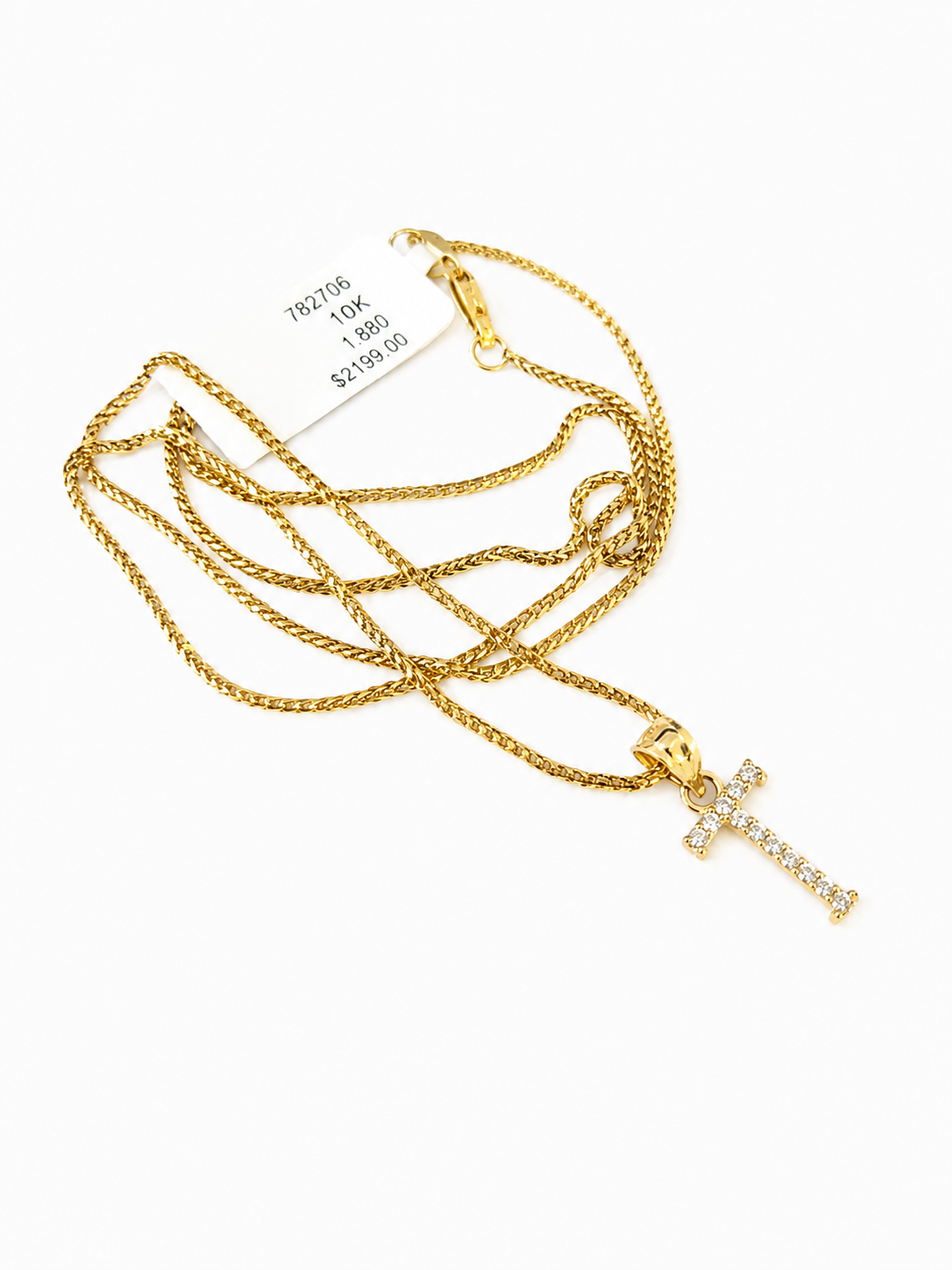 10K Gold Solid Franco Chain T Initial CZ Stone Pendant Set 1mm 16 18 20 22 Women