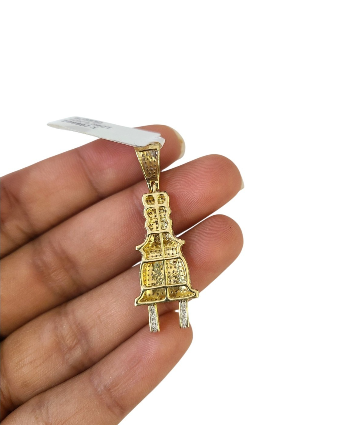 10k Solid Figaro Chain Plug Diamond Charm Necklace SET 4mm 22" Pendant