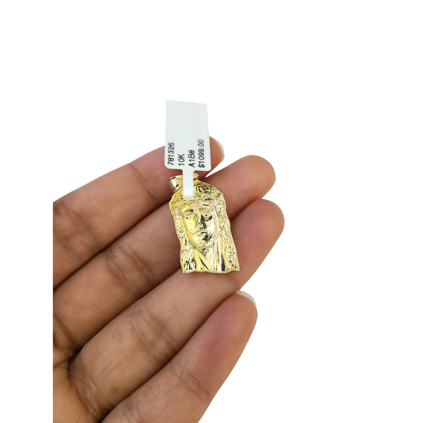 Real 10k Yellow Gold Charm Pendant Cross 1.2 " Head Face Gold 10KT