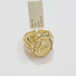 Real 10k Yellow Gold Masonic Ring Mens Nugget Band Round Shape Pinky Casual Ring