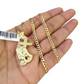 10k Gold Cuban Curb 3mm Chain Necklace Praying Hands Charm Pendant 18"-28" Set