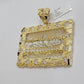 14k Yellow Gold Pendant Nugget Last Supper Charm Medallion Square REAL 14KT Mens