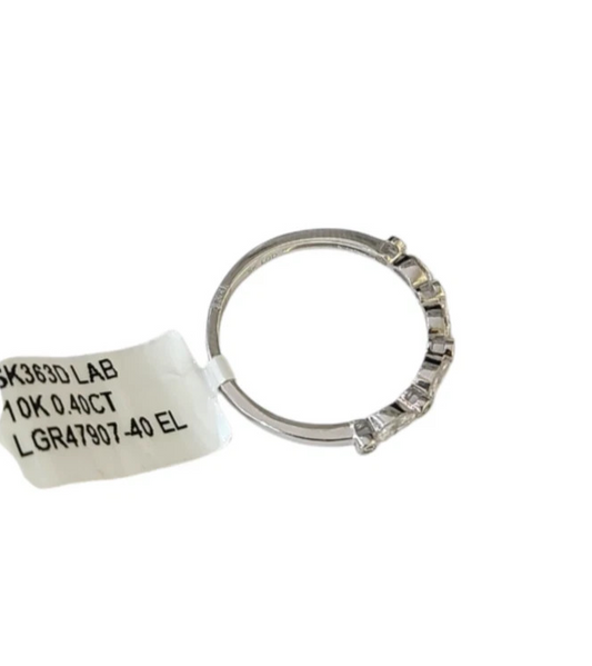 REAL 10k White Gold Diamond Ring Lab Created Ladies Wedding Band Women