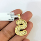 Real 10k Rope Chain S Initial Charm 3mm 18"-28" Necklace Nugget Set Pendant Gold