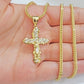Real 10k Gold Cross Charm pendant Franco Chain Necklace 2.5mm 20 Inch Men Women