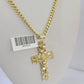 10k Nugget Cross Miami Cuban Chain 4mm 22 inch SET Necklace Pendant