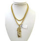 Real 10k Gold Franco Chain Saint Jude Charm Pendant Necklace SET 2.5mm 18"-26"