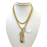 Real 10k Gold Franco Chain Saint Jude Charm Pendant Necklace SET 2.5mm 18"-26"