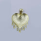 Real 10k Yellow Gold Charm Pendant Dripping heart with Franco Chain 22" 2mm