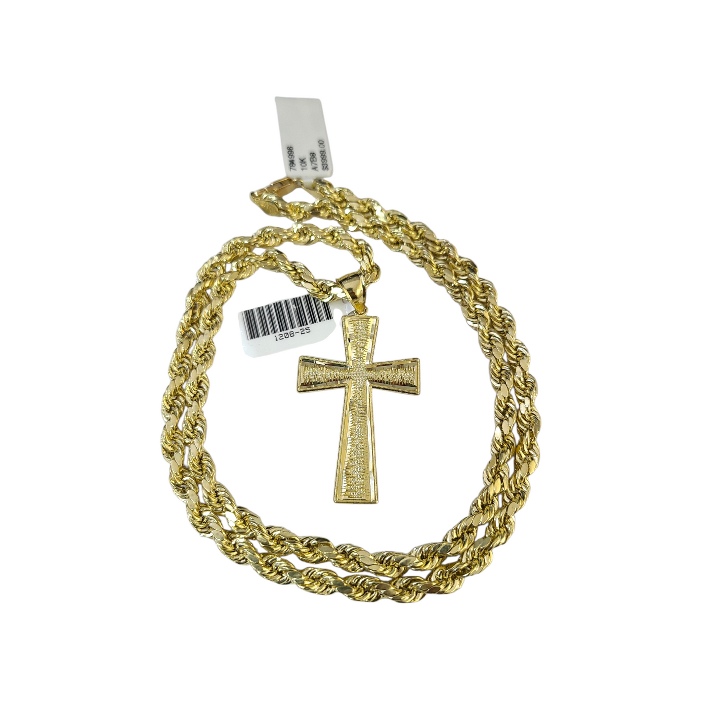 Real 10k Rope Chain Necklace Cross Charm Pendant Set 5mm 20"-30" Gold