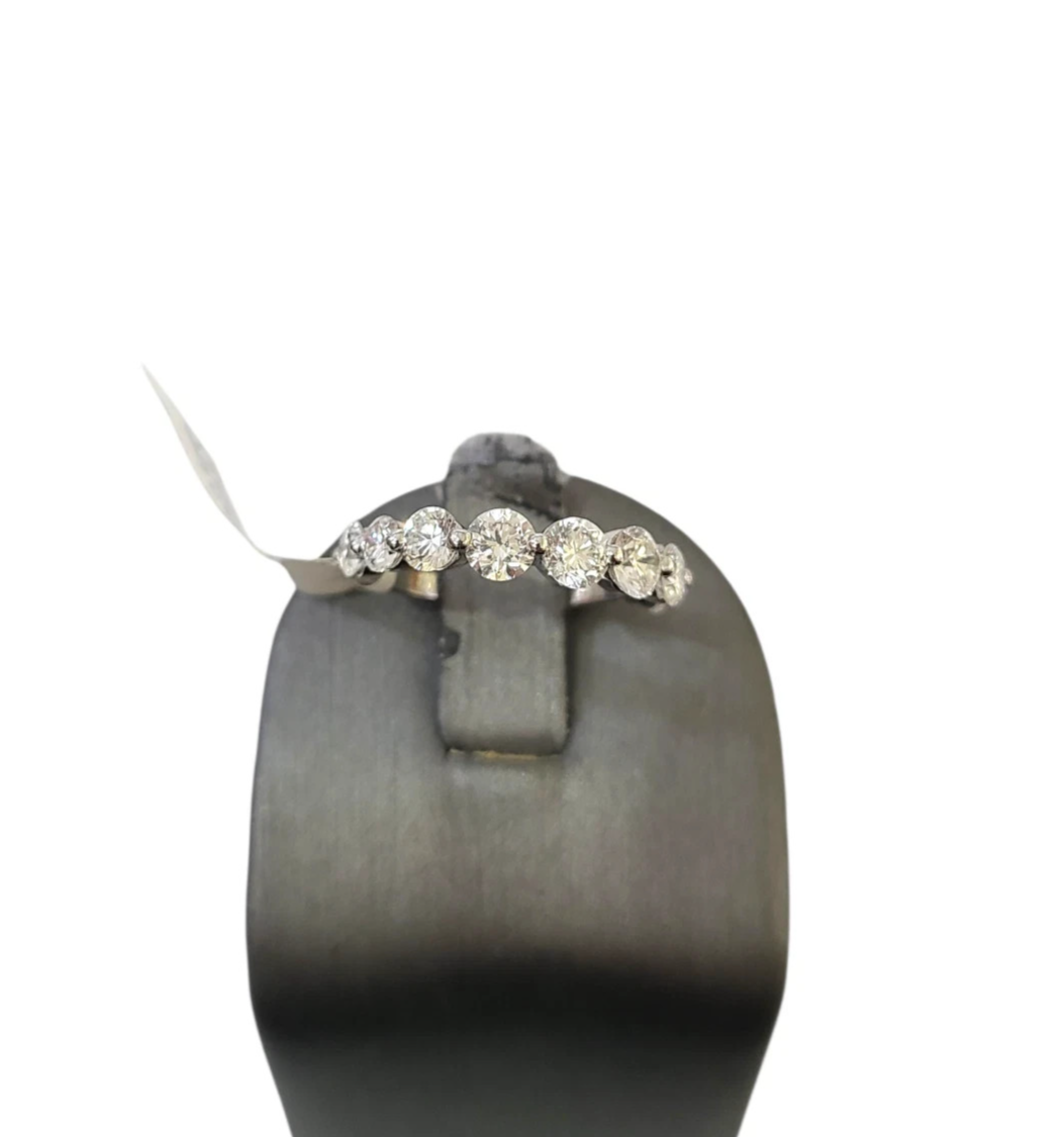 14k White Gold Round LAB Created Ring Diamonds Wedding Ladies Band Women