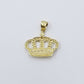10K Yellow Gold King Crown Charm Pendant Rope Chain 18 20 22 24 26 Inch 3mm