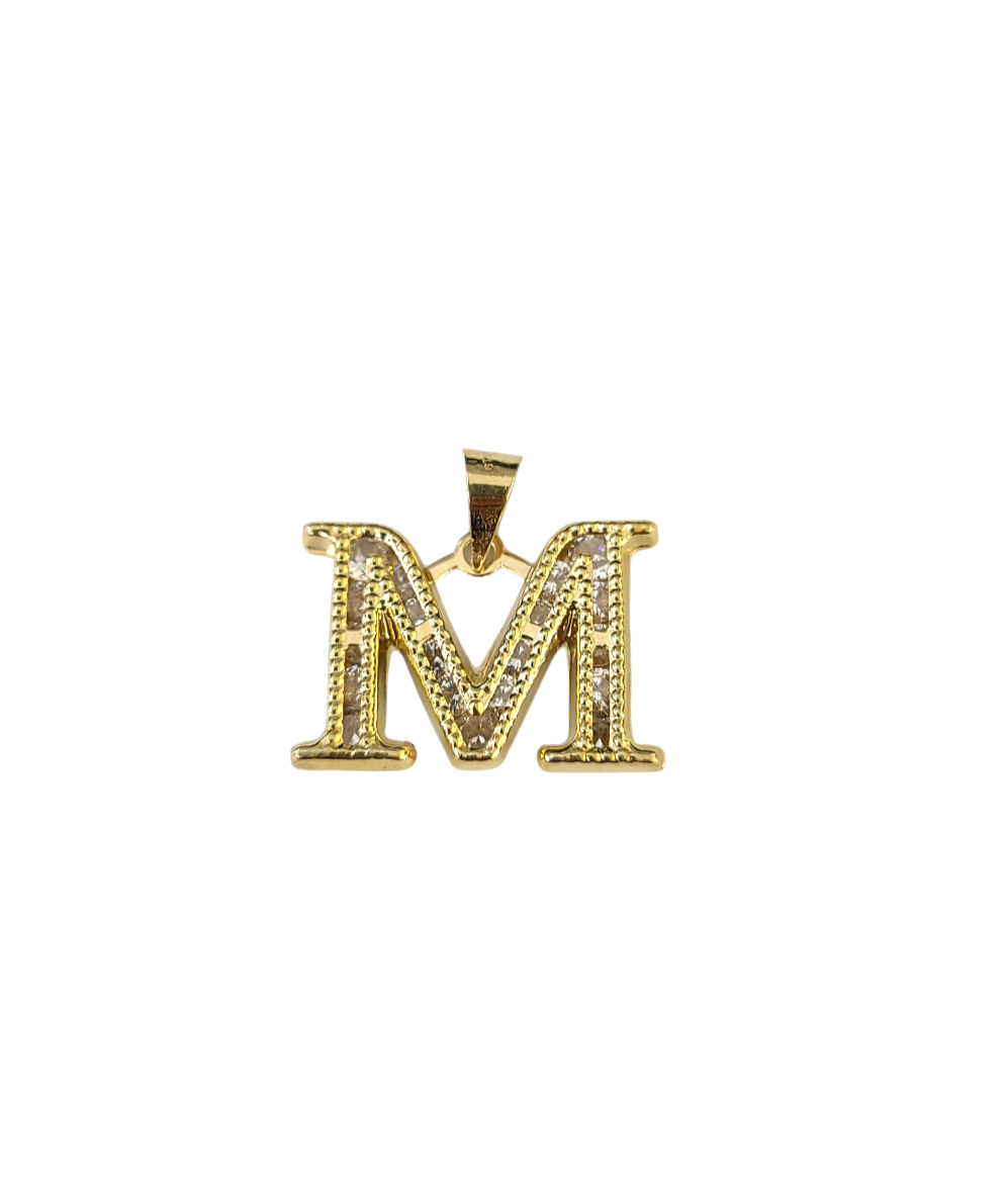 10k 2.5mm Rope Chain M Initial Alphabet Pendant 16"-28" Gold Set Charm Necklace