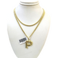 Real Gold 10k Chain Miami Cuban Link 2.5mm Necklace Pendant SET P Initial Charm