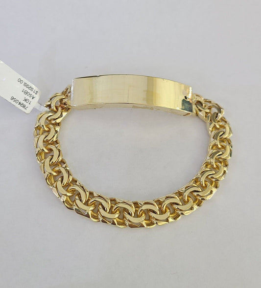Real Solid 10kt Gold Chino ID Bracelet Mens 10mm 8'' Inch Thick Name Plate 10k