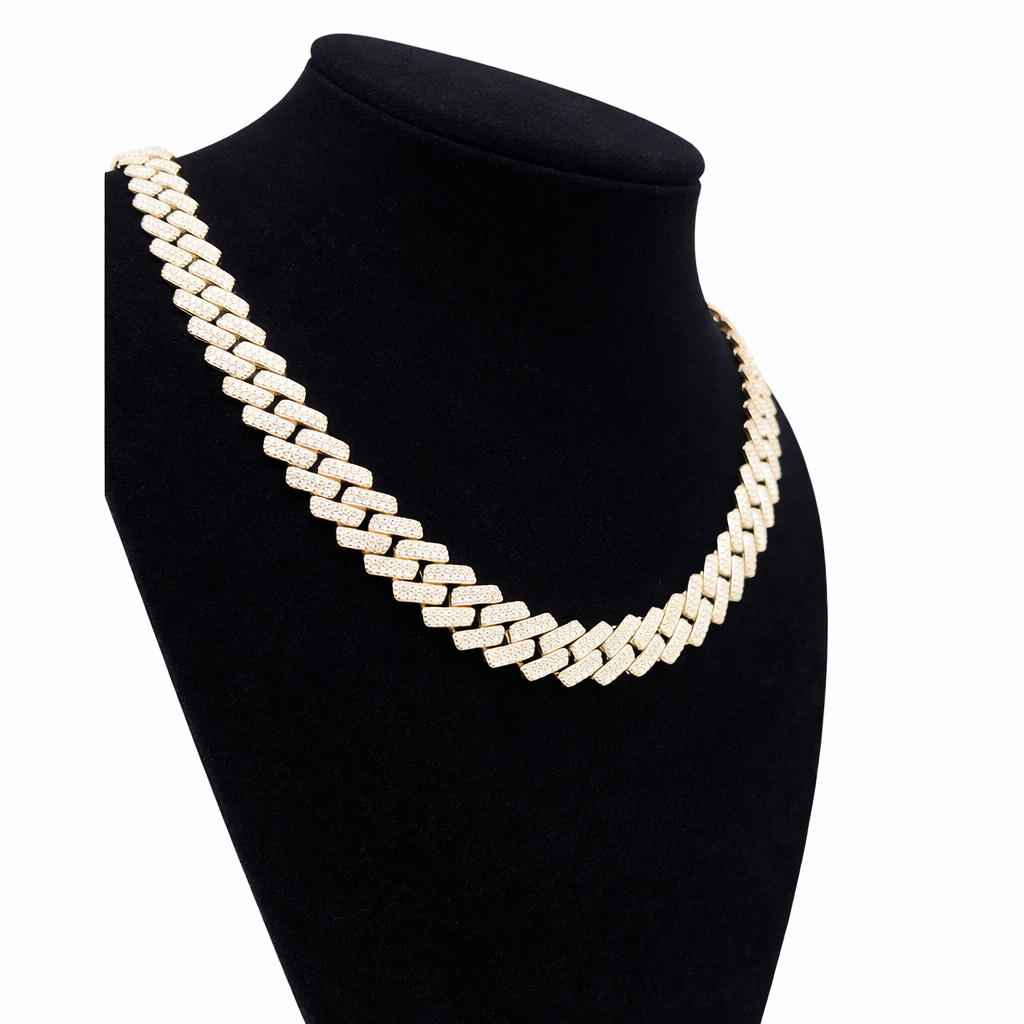 Moissanite Necklace Cuban Link Chain Real 925 Silver 22 Inch 10mm For Ladies