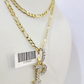 10k Gold Figaro Chain P Diamond Initial Pendant 3mm 20-28 inch SET Necklace