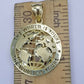 10k Gold Men Globe Diamond Cut Pendant 2.5mm Rope Chain 18 20 22 24 26 28 Inch