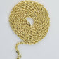 10K Solid Yellow Gold Rope Chain Diamond Cut 2mm 18 20 22 24 Inch