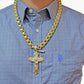 Real 10k Yellow Gold Jesus Cross Charm pendant 3.75" With cubic Zirconia for Men