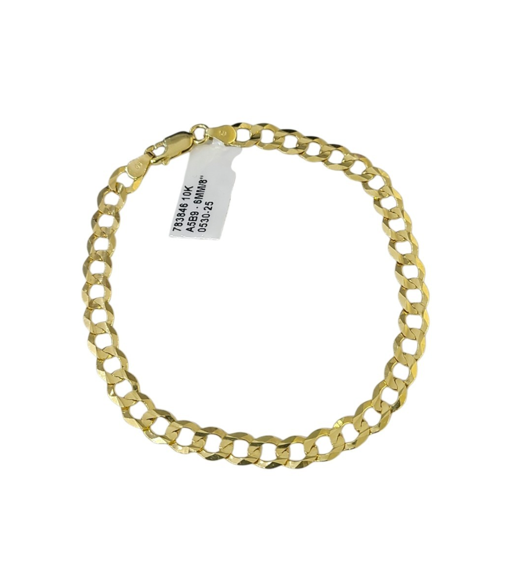 Real 10k Cuban Curb Bracelet Yellow Gold Solid 8 Inch 6mm 10kt Bracelet