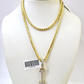REAL 10k Yellow Gold Palm Chain I Diamond Initial Pendant Charm 3mm SET Necklace