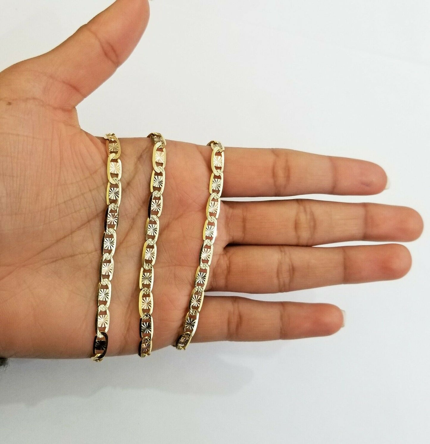 14k valentino Trio - Gold Women's Link chain 26" necklace 5mm with Diamond Cuts