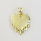 10k Love Heart Yellow Gold Dripping Heart Charm Diamond Cut Pendant Men Women