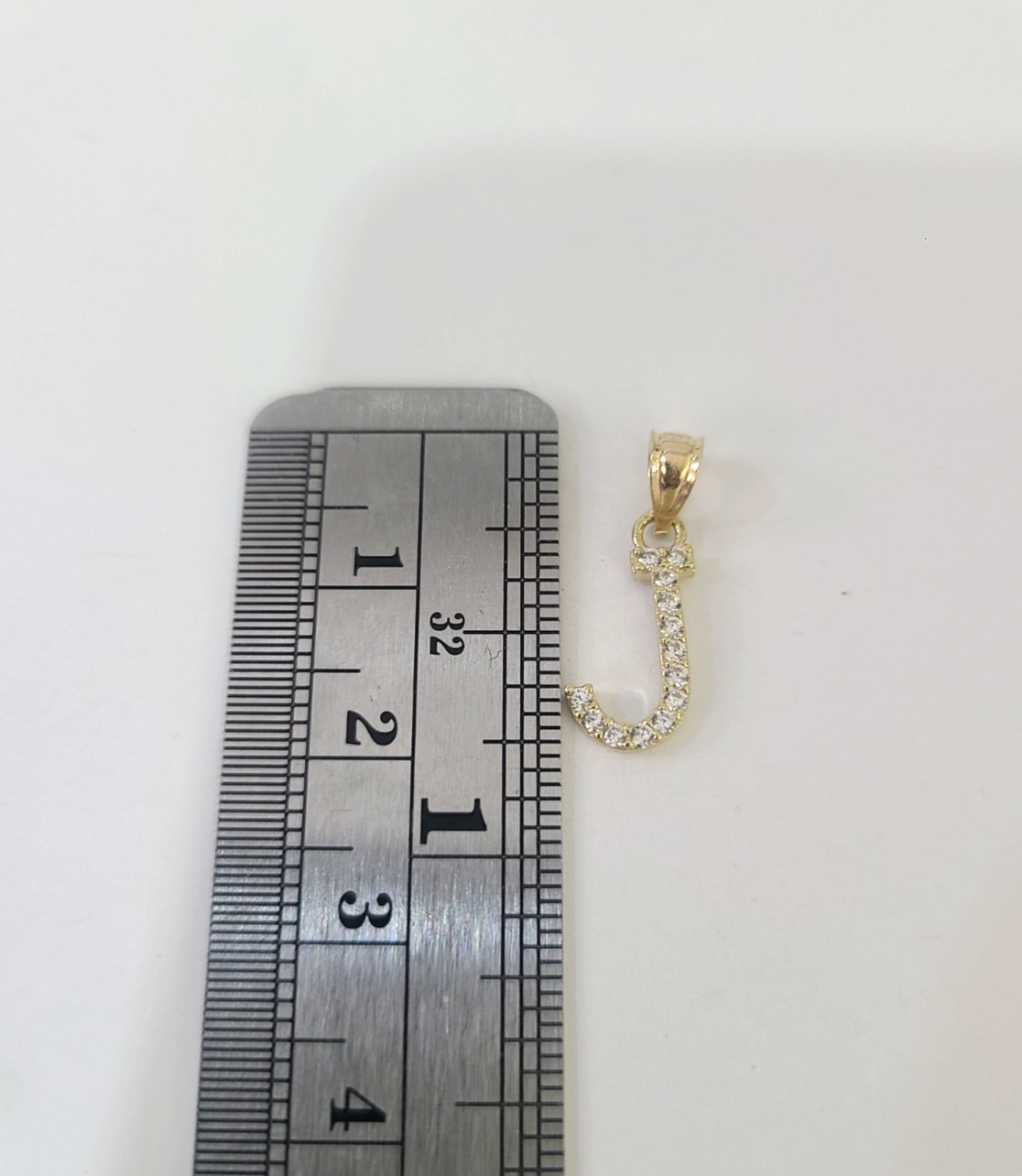 10K Gold Solid Franco Chain J Initial CZ Stone Pendant Set 1mm 16 18 20 22 Women