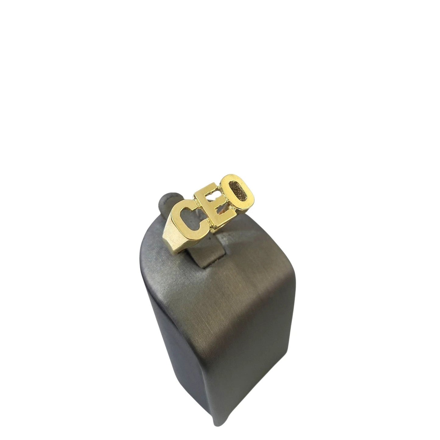 Real 10K Gold CEO Ring Mens Letter Band Bold Statement Hip Hop Design