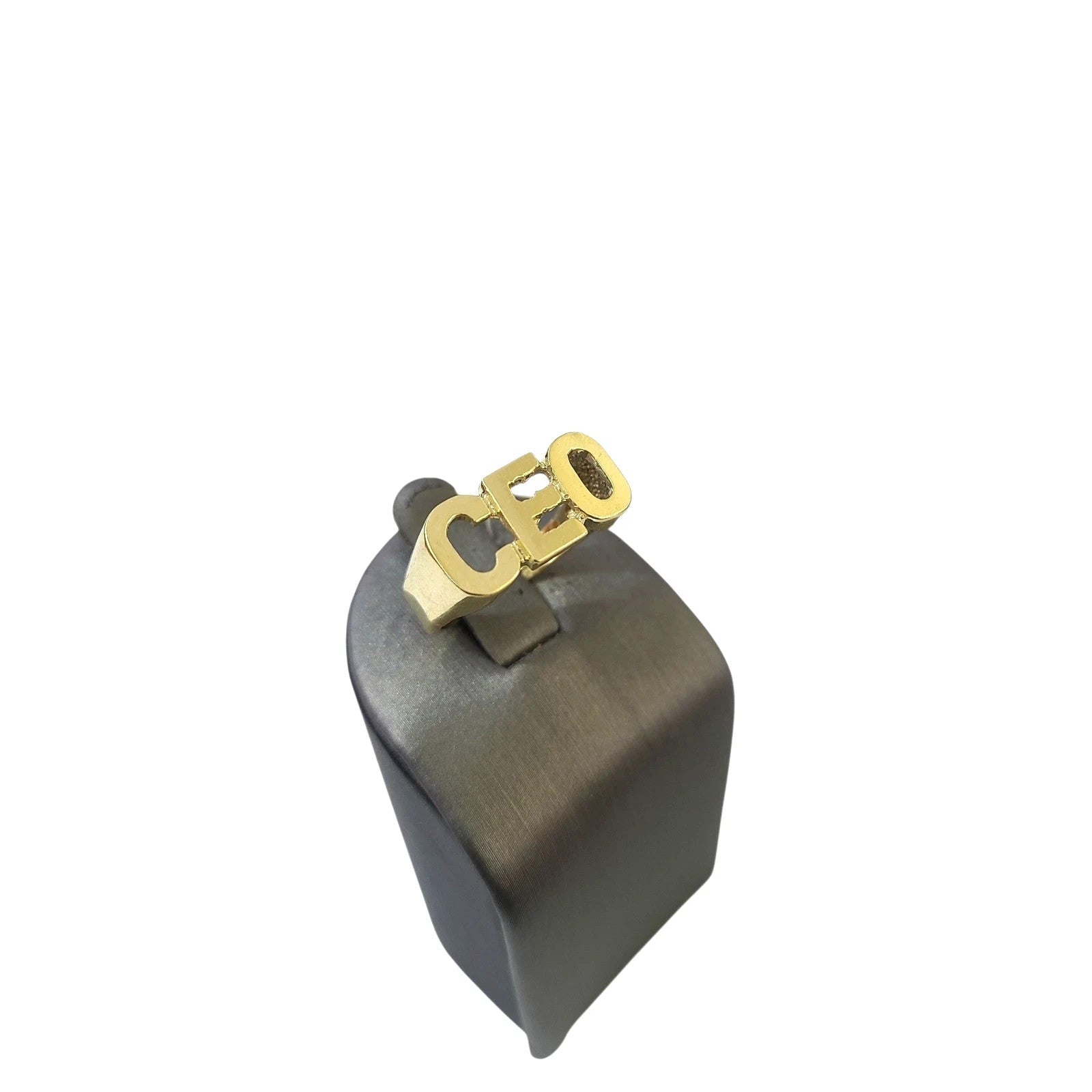 Real 10K Gold CEO Ring Mens Letter Band Bold Statement Hip Hop Design