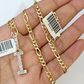 10k Gold Figaro Chain I Diamond Initial Pendant 3mm 20-28 inch SET Necklace