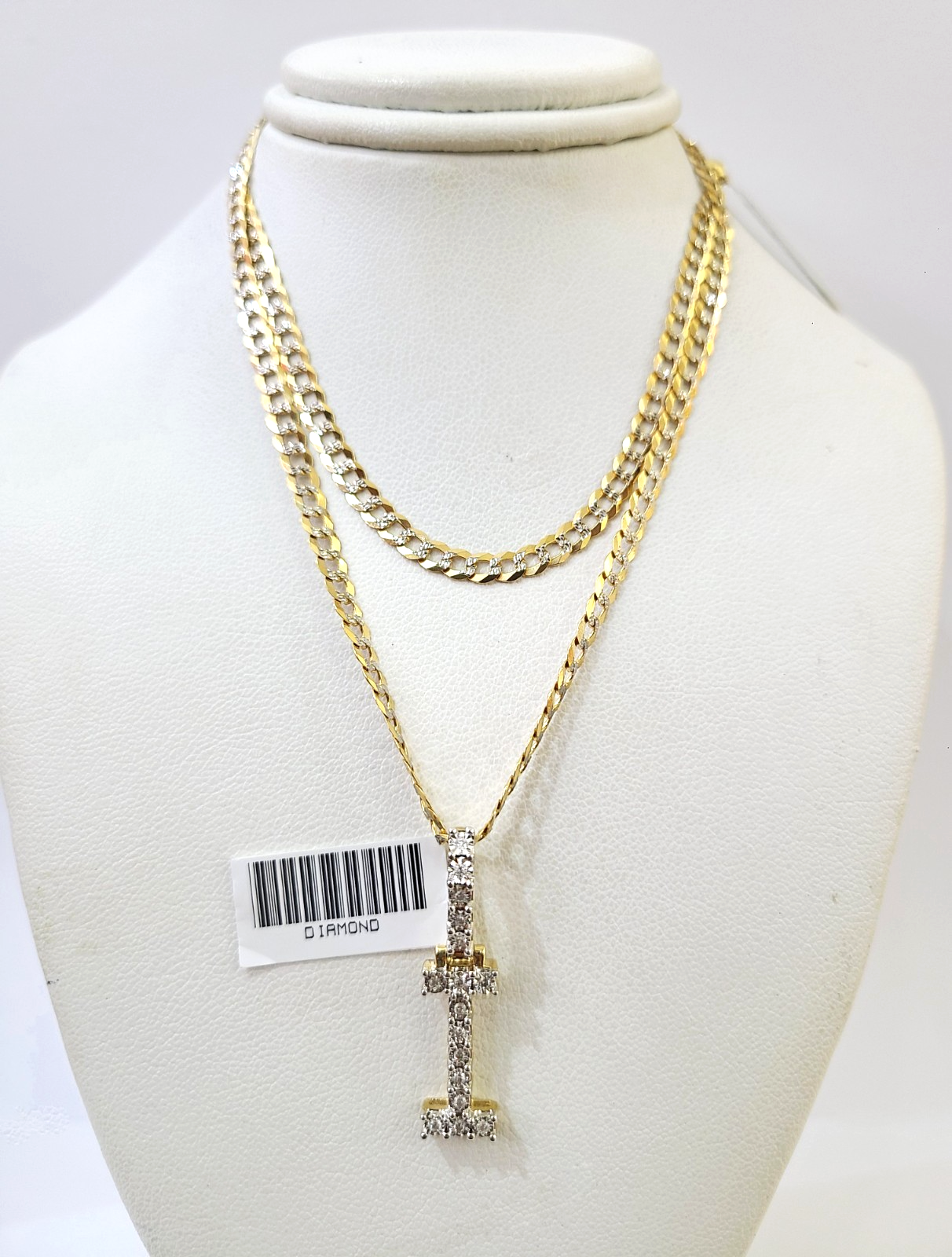 10k Gold Chain Necklace I Diamond Initial Pendant Set Cuban Curb 3mm 20"-30"