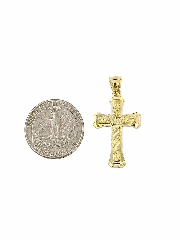 Real 10K Gold Rope Chain 3mm Religious Cross Charm Set Men Women 18"-28"