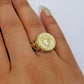 Real 10k Yellow Gold Head Casual Ring Diamond Cut Design Men Pinky Women