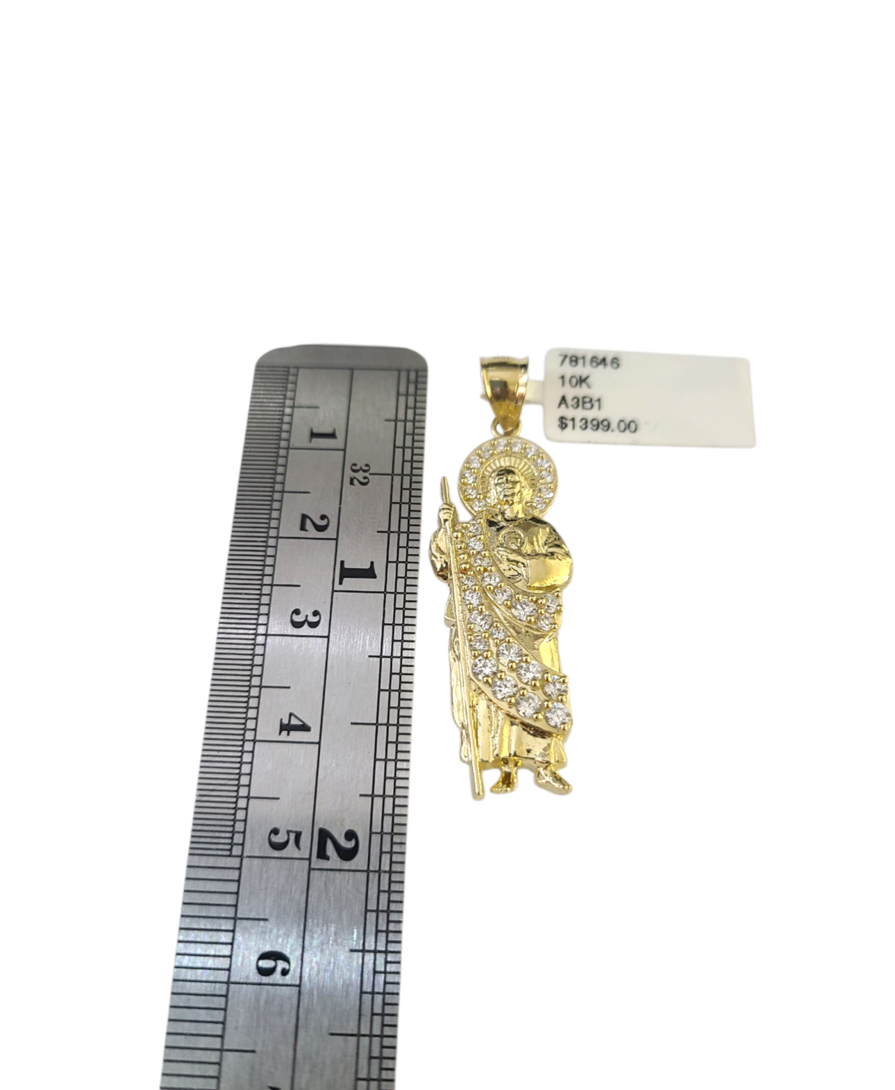 Real 10k Gold Franco Chain Saint Jude Charm Pendant Necklace SET 2.5mm 18"-26"