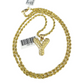 Real 10k Rope Chain Y Necklace Nugget Initial Charm 3mm 18"-28" Set Pendant Gold