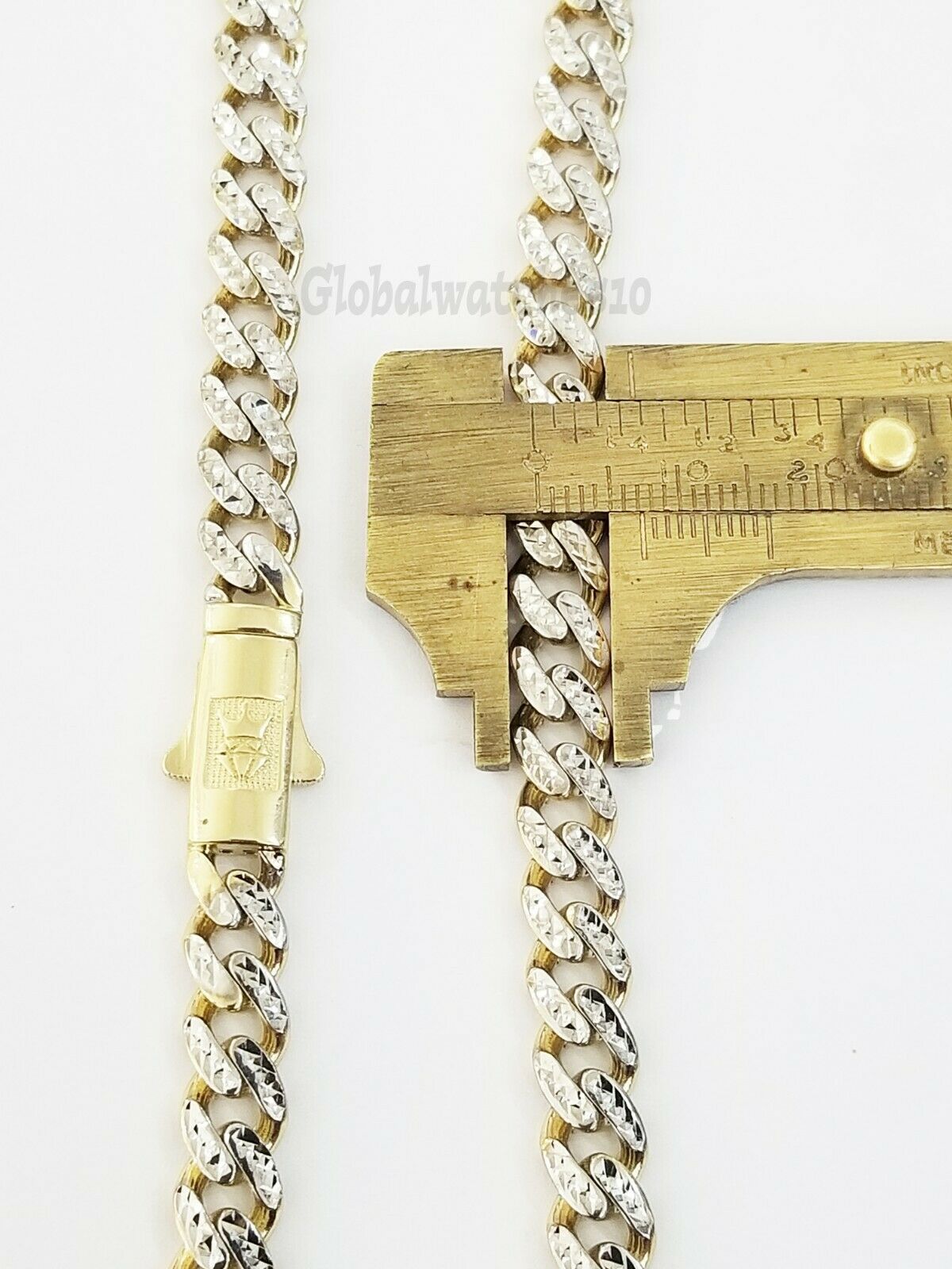 10K Yellow Gold Royal Miami Cuban Chain With Diamond Cut, 24 inches 7 mm Real