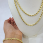 10k Yellow Gold Rope Chain 5mm Necklace Bracelet Set Real Men Women