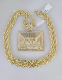 10kt Gold Solid Rope Chain Last Supper Charm Set 18"-30'' Inch 6mm Pendant