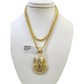 Real 10k Gold Franco Chain Pharaoh Head Charm 2.5mm 18"-26" Pendant Necklace SET