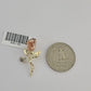 10k Rose Flower Charm Trio Pendant Charm Yellow White Gold Women REAL