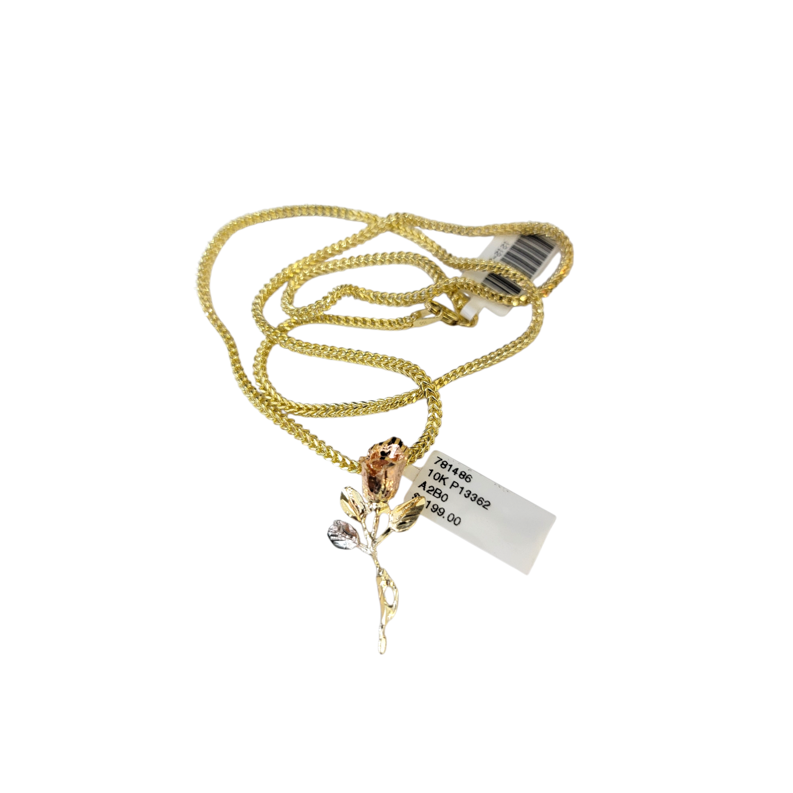 Real 10k Rose Trio Gold Charm Pendant Franco Chain Necklace SET 2.5mm 16"-26"
