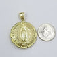 10k Yellow Gold Virgin Marry, Jesus Head Charm two tone Diamond Cut Pendant Real
