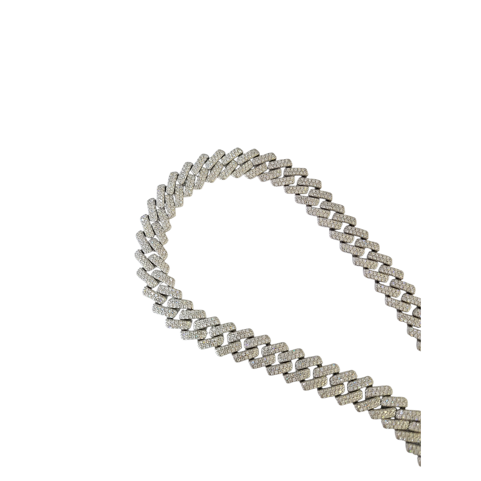 Moissanite Necklace Cuban Link Chain Real 925 Silver 22 Inch 10mm For Ladies