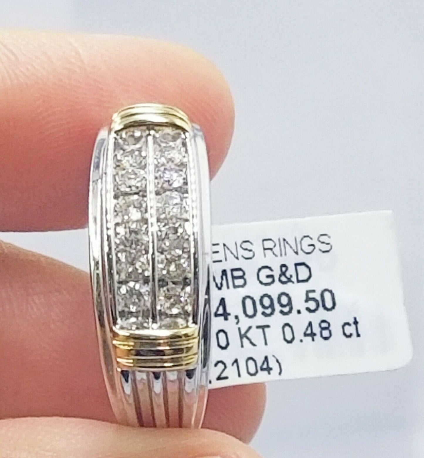 REAL 10k White Yellow Gold Engagement Wedding Band Men 0.48 CT Real Diamond