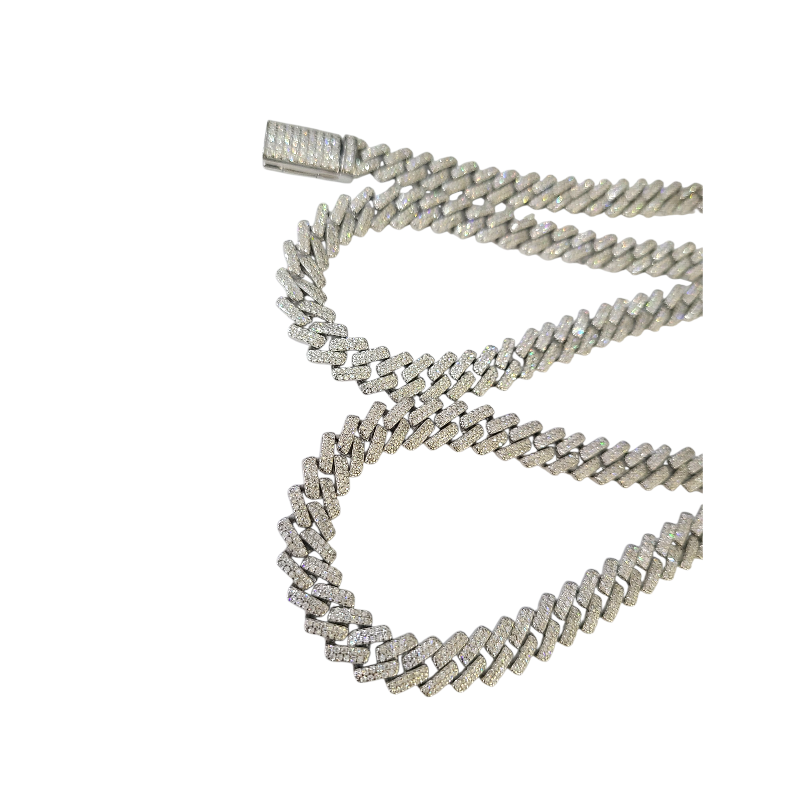 Real 925 Silver Moissanite Necklace Cuban Link Chain 22 Inch 8mm Women Men