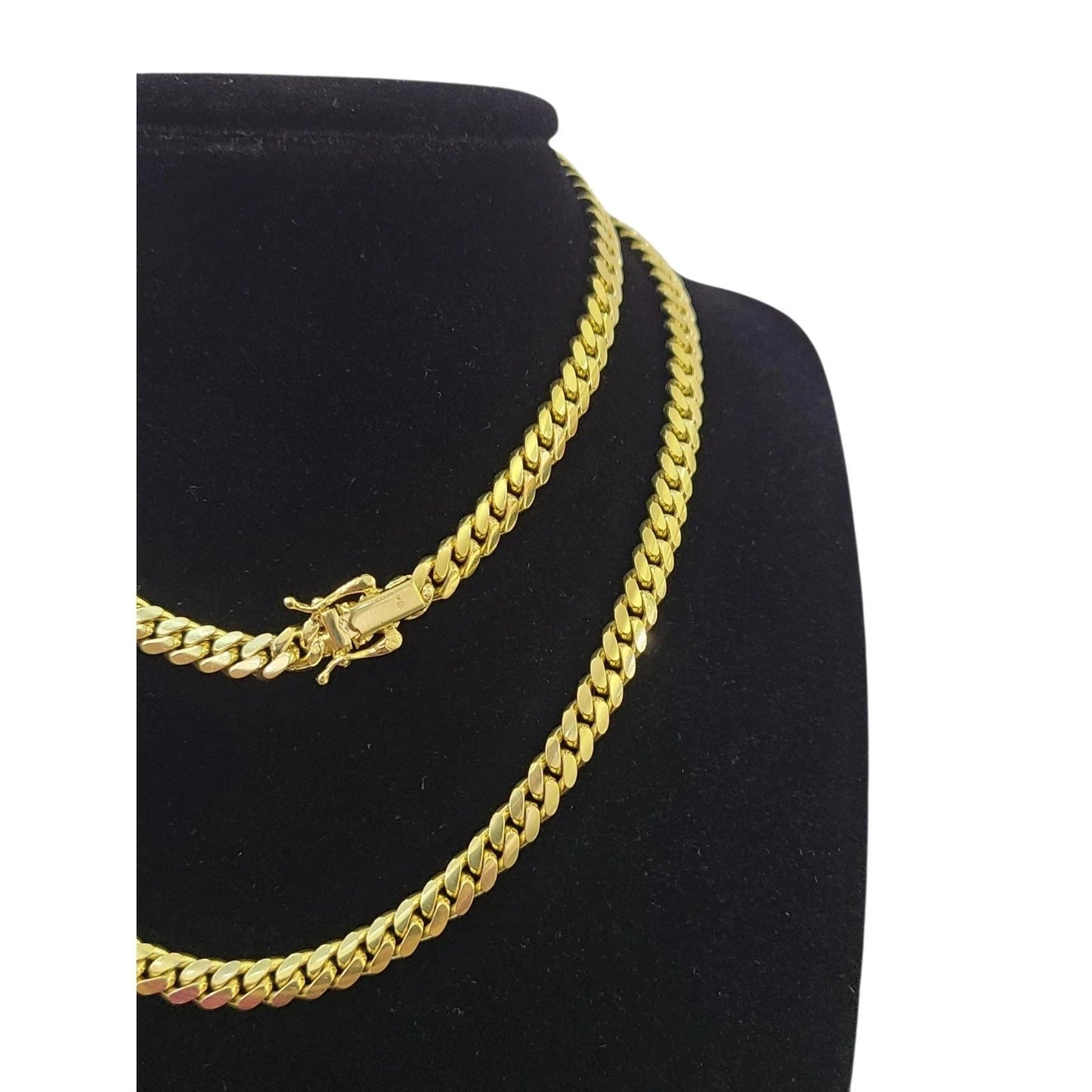 10k Solid Gold Miami Cuban Chain 2mm 3mm 4mm 5mm 18 20 22 24 inch Men Women