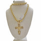 REAL 10k Gold byzantine Chain Cross Pendant Set 5mm Necklace & Jesus Crucifix